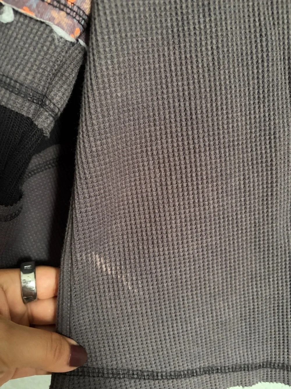 POL Gray Patchwork Sleeves Sweater